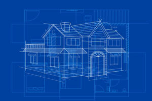 easy to edit vector illustration of blueprint of building